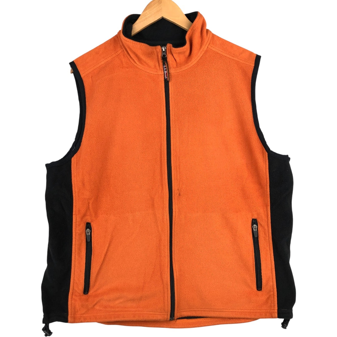 LLBean Fleece Vest, Made in USA, Men's XL polyester orange type Vintage Second Hand