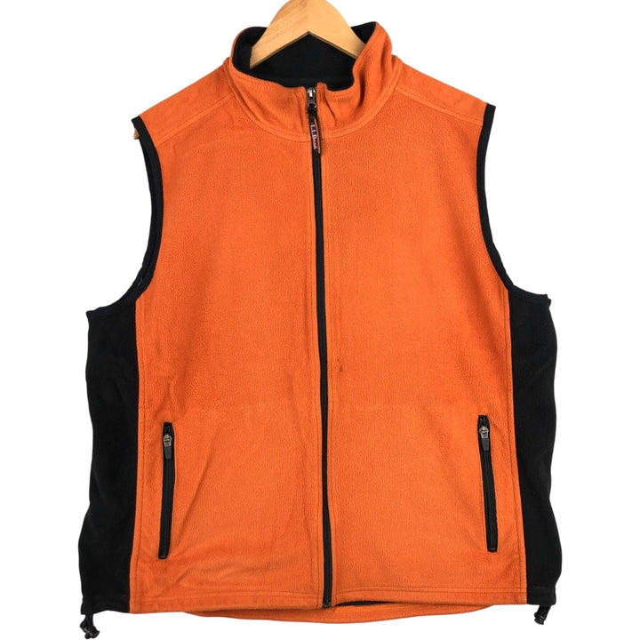 LLBean Fleece Vest, Made in USA, Men's XL polyester orange type Vintage Second Hand
