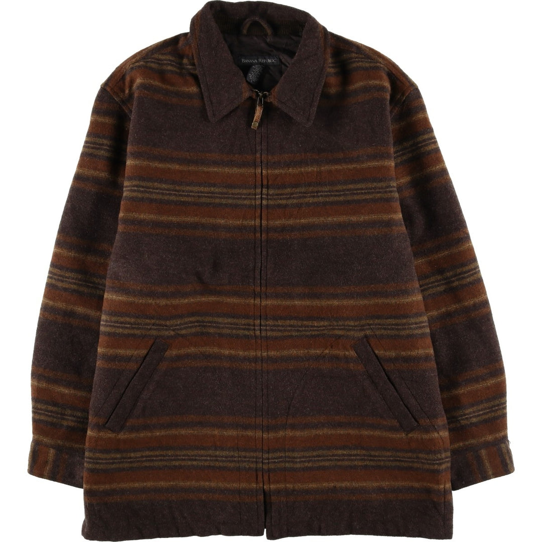 Banana Republic Border Pattern Padded Wool Jacket, Men's Size L wool brown type Vintage Second Hand