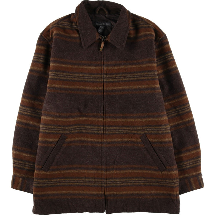 Banana Republic Border Pattern Padded Wool Jacket, Men's Size L wool brown type Vintage Second Hand
