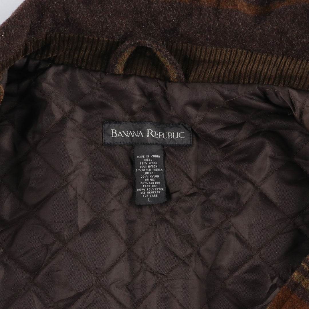 Banana Republic Border Pattern Padded Wool Jacket, Men's Size L wool brown type Vintage Second Hand