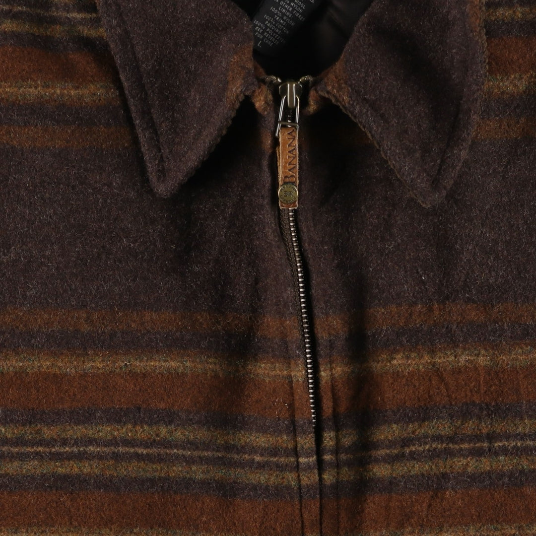 Banana Republic Border Pattern Padded Wool Jacket, Men's Size L wool brown type Vintage Second Hand