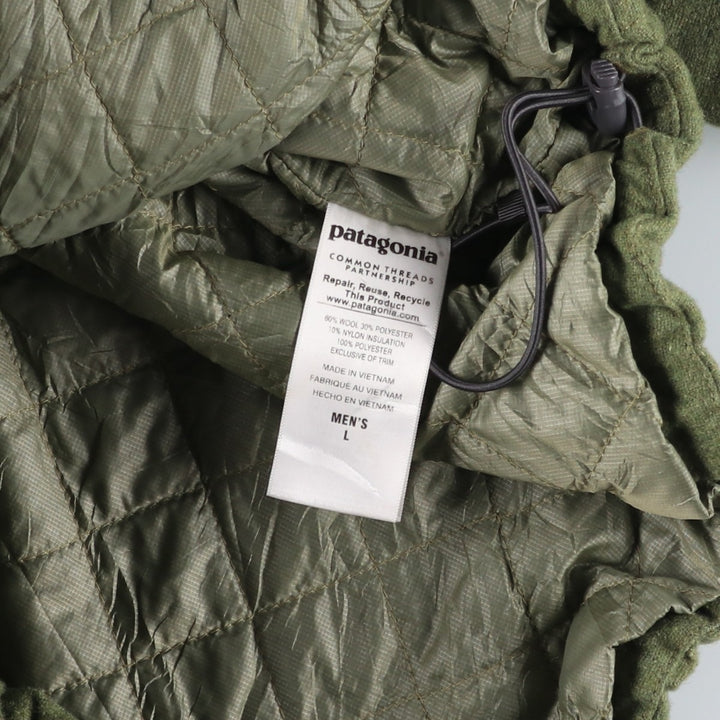 Patagonia 50385FA15 Padded Half-Snap Pullover Wool Parka, Men's Size L wool Khaki type Vintage Second Hand
