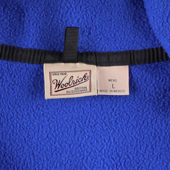90s-00'S WOOLRICH fleece pullover, men's size L polyester blue type Vintage Second Hand