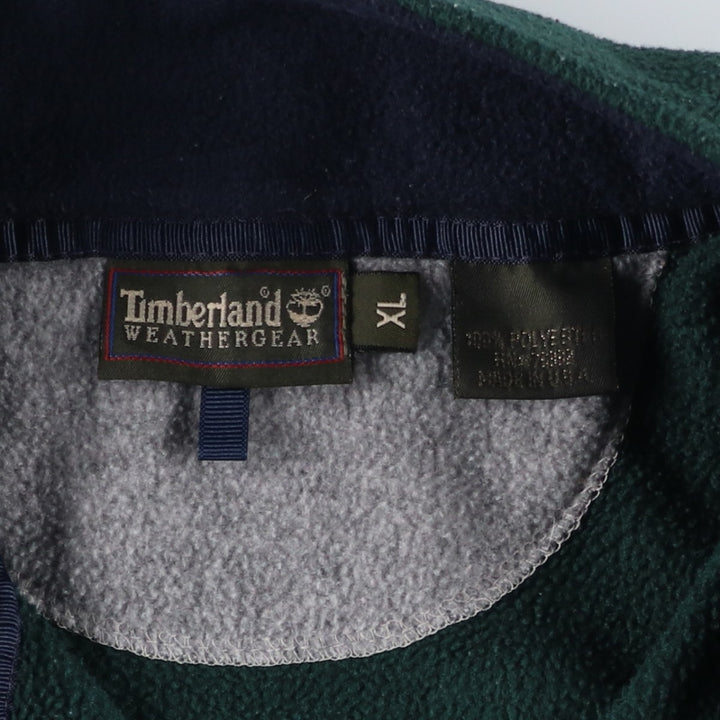 Vintage 90'S Timberland WEATHERGEAR half-zip fleece pullover, made in the USA, men's size XL polyester Green type dark green Vintage Second Hand