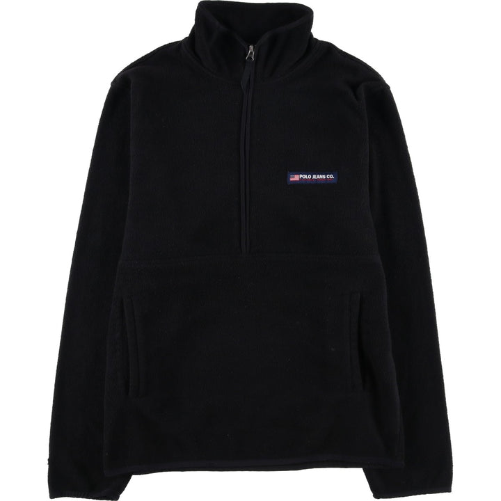 90s-00'S Ralph Lauren Polo Jeans Company fleece pullover, men's size M polyester black type Vintage Second Hand