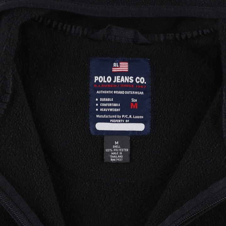 90s-00'S Ralph Lauren Polo Jeans Company fleece pullover, men's size M polyester black type Vintage Second Hand