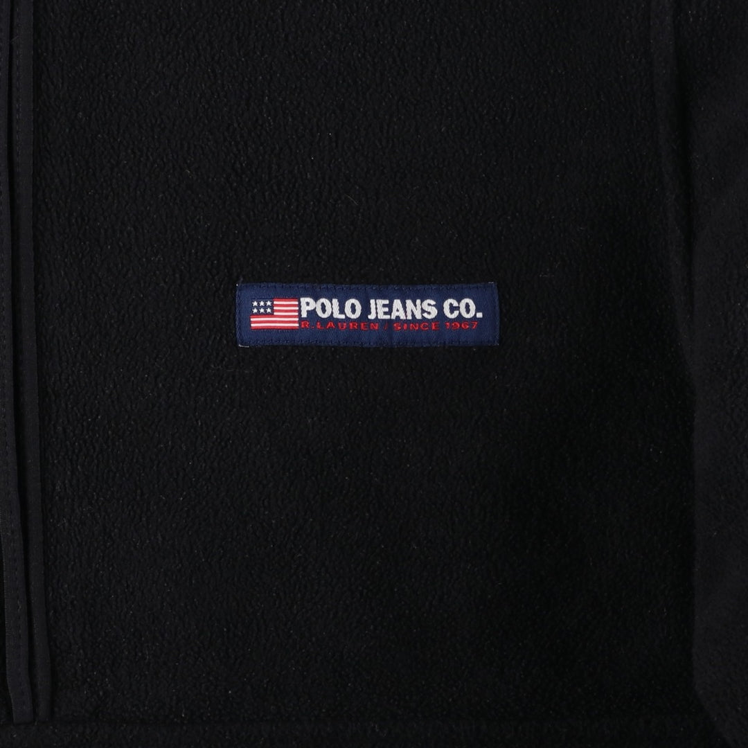 90s-00'S Ralph Lauren Polo Jeans Company fleece pullover, men's size M polyester black type Vintage Second Hand
