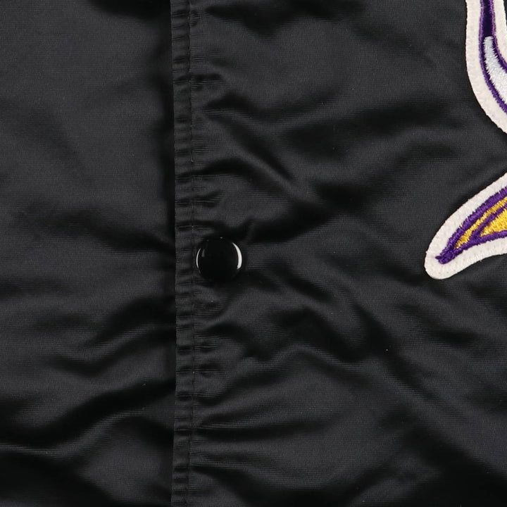 90'S Starter NFL Minnesota Vikings Nylon Stadium Jacket, Vintage Award Winning Jacket, Made in USA, Men's Size XL Nylon black type Vintage Second Hand