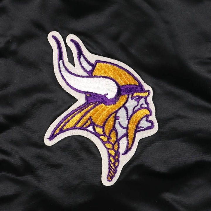 90'S Starter NFL Minnesota Vikings Nylon Stadium Jacket, Vintage Award Winning Jacket, Made in USA, Men's Size XL Nylon black type Vintage Second Hand