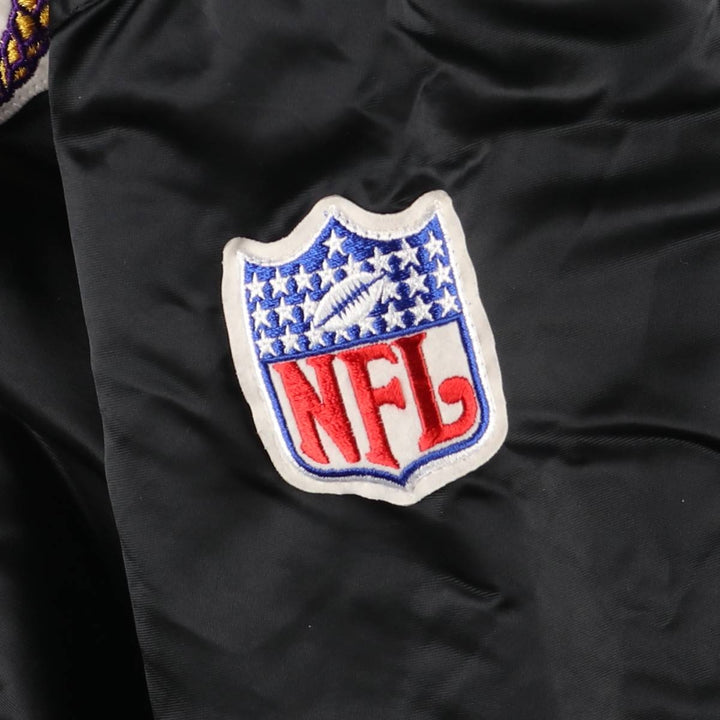 90'S Starter NFL Minnesota Vikings Nylon Stadium Jacket, Vintage Award Winning Jacket, Made in USA, Men's Size XL Nylon black type Vintage Second Hand