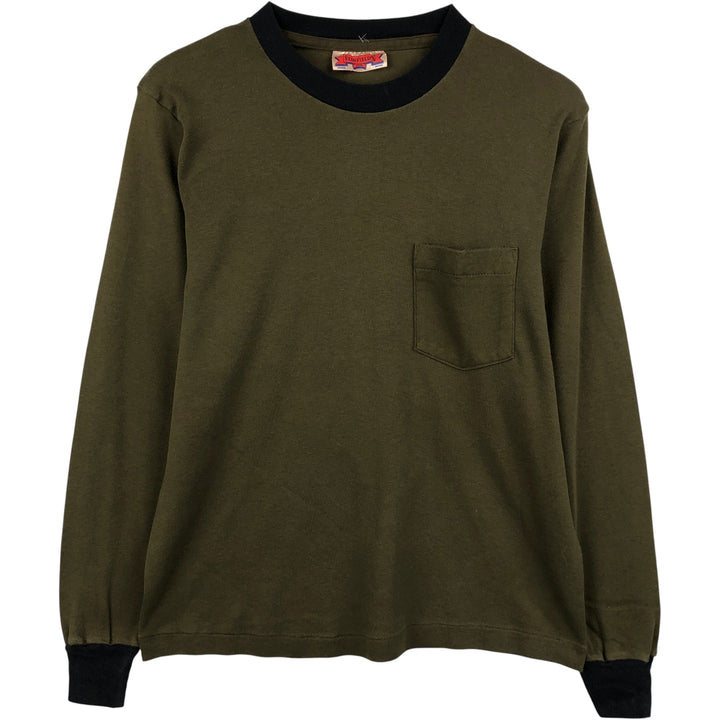 STANFIELDS Solid Pocket Long Sleeve T-Shirt, Made in Canada, Men's Size Medium cotton Khaki type Vintage Second Hand