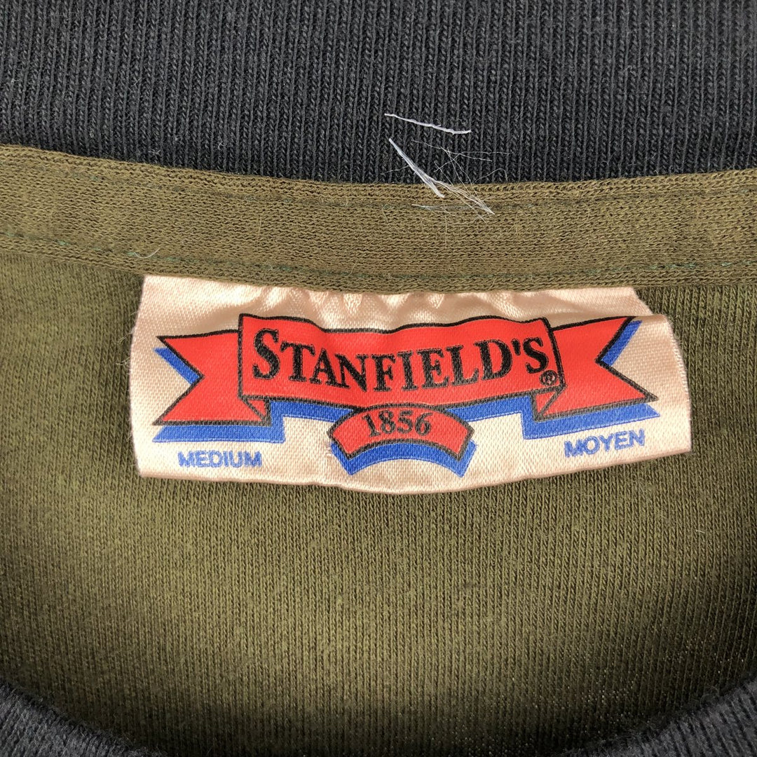 STANFIELDS Solid Pocket Long Sleeve T-Shirt, Made in Canada, Men's Size Medium cotton Khaki type Vintage Second Hand