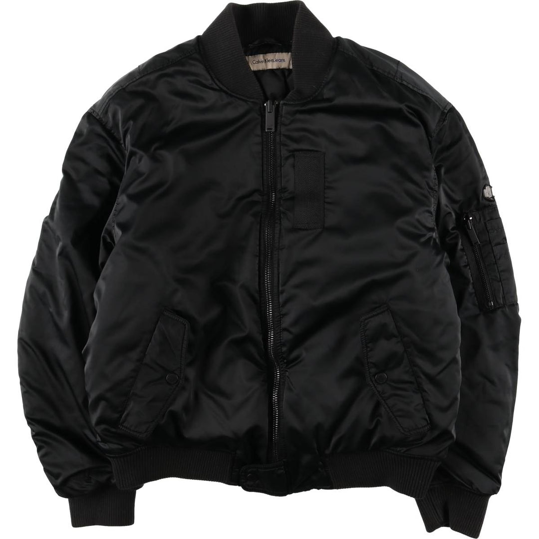 2000s~ Calvin Klein Jeans MA-1 style padded puffer jacket, men's size L Nylon black type Vintage Second Hand