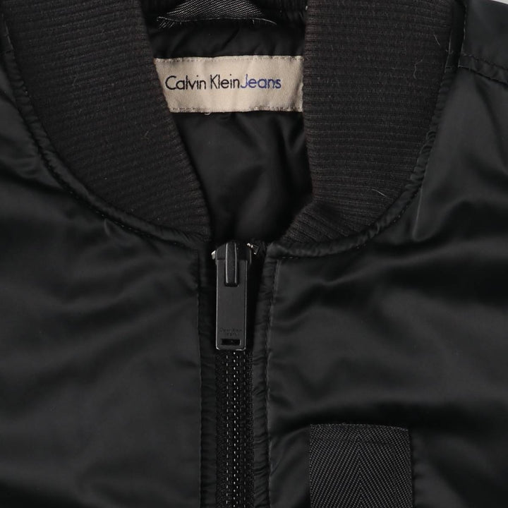 2000s~ Calvin Klein Jeans MA-1 style padded puffer jacket, men's size L Nylon black type Vintage Second Hand