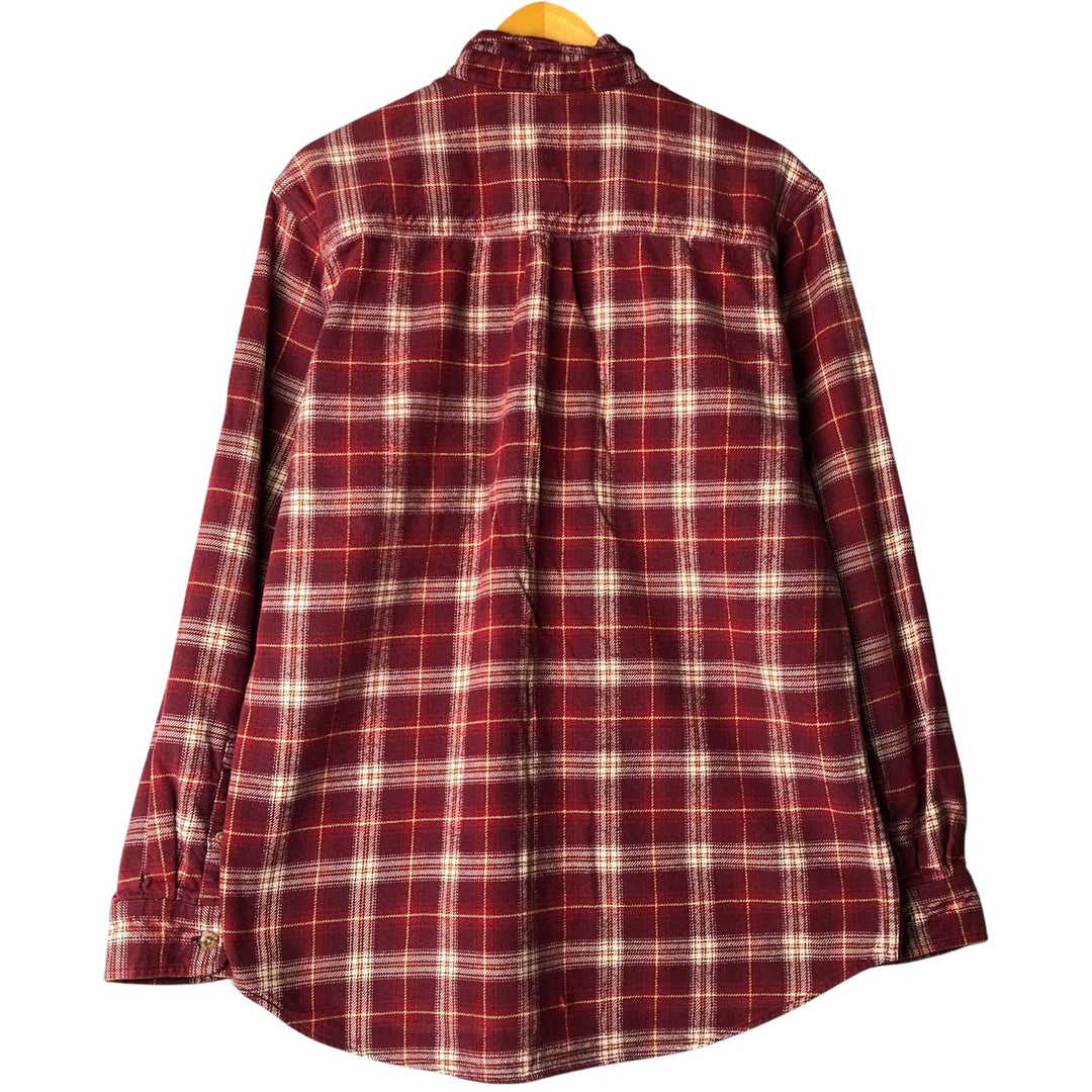 FIELD AND STREAM Long Sleeve Heavy Flannel Check Shirt, Men's Size L unclear wine-red Vintage Second Hand