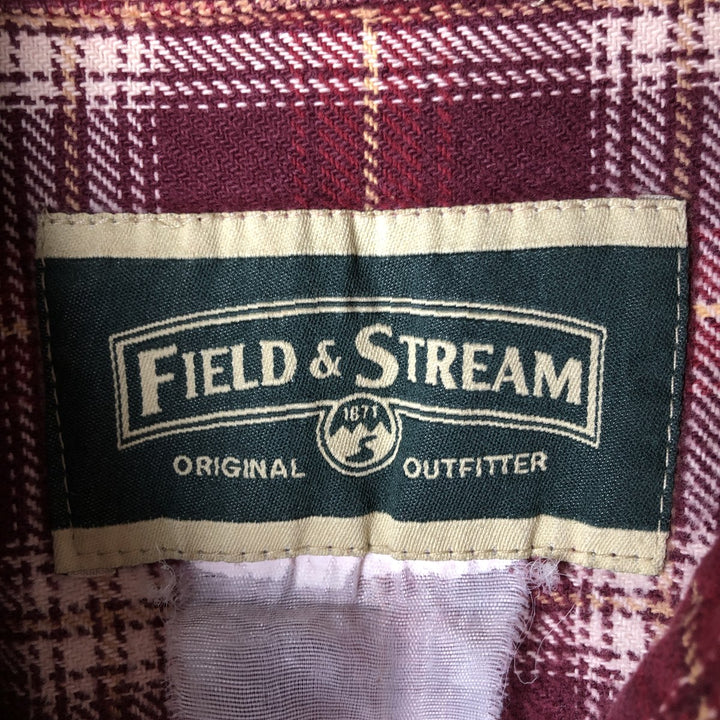 FIELD AND STREAM Long Sleeve Heavy Flannel Check Shirt, Men's Size L unclear wine-red Vintage Second Hand