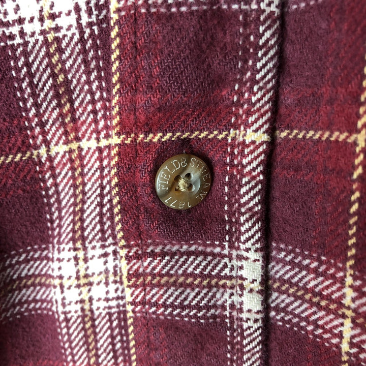 FIELD AND STREAM Long Sleeve Heavy Flannel Check Shirt, Men's Size L unclear wine-red Vintage Second Hand