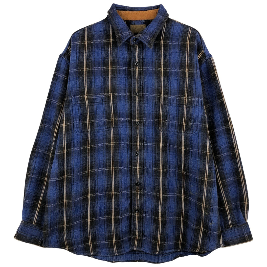 90s~00'S St. John's Bay Long Sleeve Heavy Flannel Check Shirt Men's XL Vintage cotton blue type Vintage Second Hand