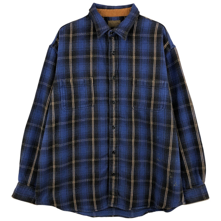 90s~00'S St. John's Bay Long Sleeve Heavy Flannel Check Shirt Men's XL Vintage cotton blue type Vintage Second Hand