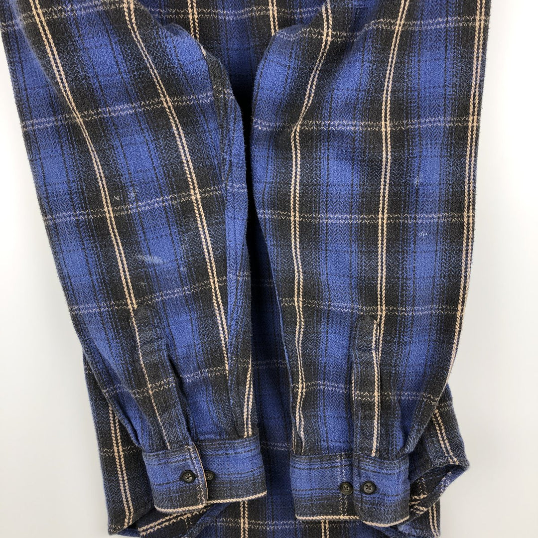 90s~00'S St. John's Bay Long Sleeve Heavy Flannel Check Shirt Men's XL Vintage cotton blue type Vintage Second Hand