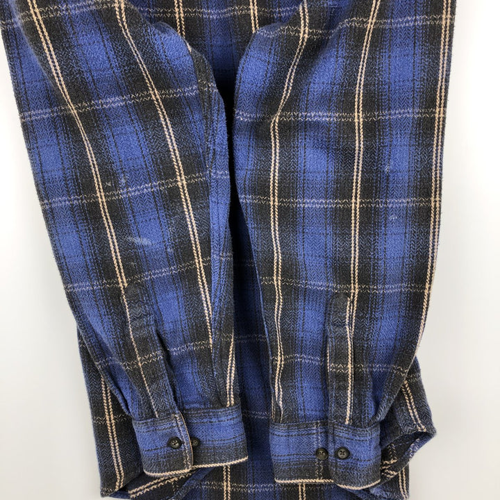 90s~00'S St. John's Bay Long Sleeve Heavy Flannel Check Shirt Men's XL Vintage cotton blue type Vintage Second Hand