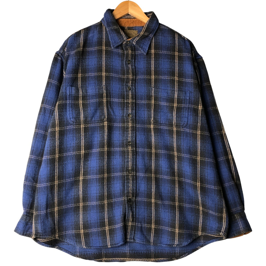 90s~00'S St. John's Bay Long Sleeve Heavy Flannel Check Shirt Men's XL Vintage cotton blue type Vintage Second Hand