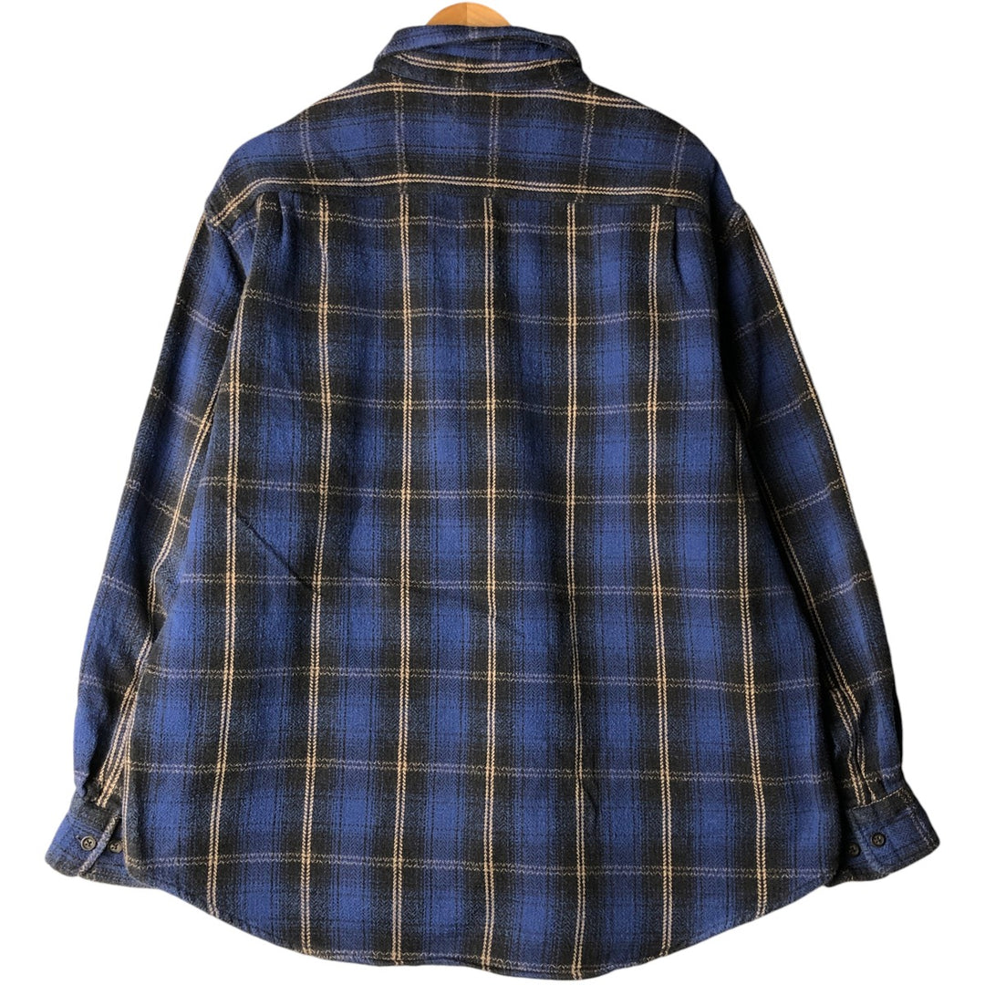 90s~00'S St. John's Bay Long Sleeve Heavy Flannel Check Shirt Men's XL Vintage cotton blue type Vintage Second Hand
