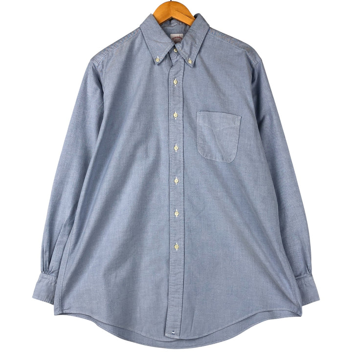 1980s-1990'S Brooks Brothers Est. 1818 Makers and Merchants long-sleeved button-down shirt, Made in USA, Men's size L Supima Cotton Blue type light blue Vintage Second Hand