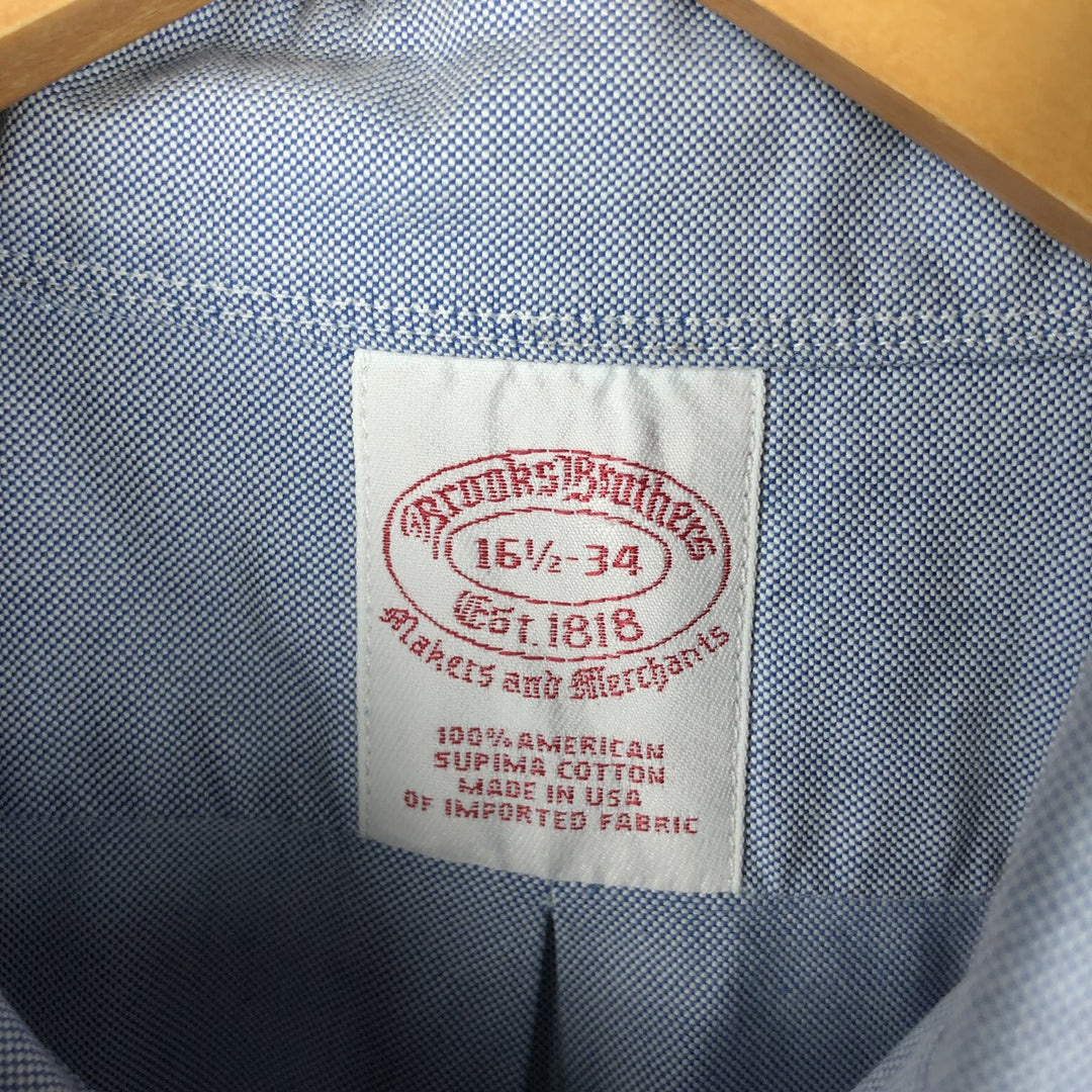 1980s-1990'S Brooks Brothers Est. 1818 Makers and Merchants long-sleeved button-down shirt, Made in USA, Men's size L Supima Cotton Blue type light blue Vintage Second Hand