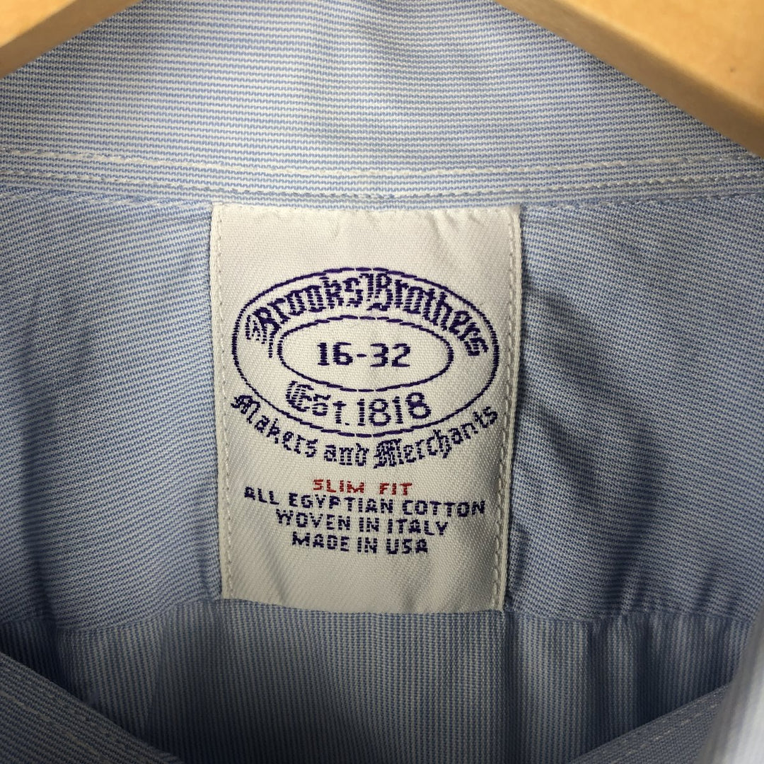 Vintage 1980s-1990'S Brooks Brothers Est. 1818 Slim Fit Long Sleeve Cotton Shirt, Made in USA, Men's Size L cotton Blue type light blue Vintage Second Hand
