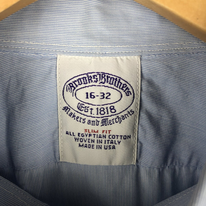 Vintage 1980s-1990'S Brooks Brothers Est. 1818 Slim Fit Long Sleeve Cotton Shirt, Made in USA, Men's Size L cotton Blue type light blue Vintage Second Hand