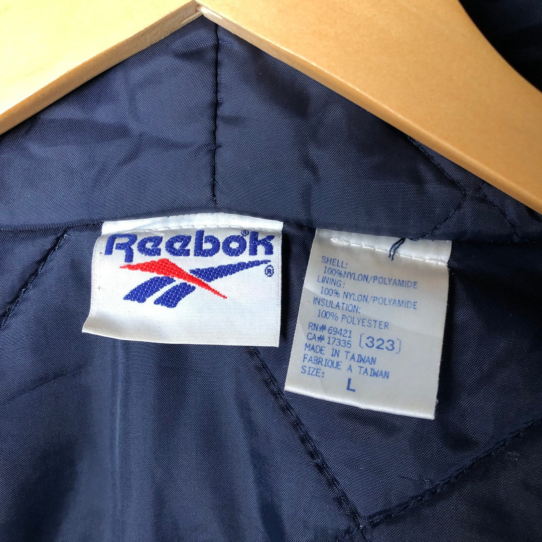 90'S Reebok Men's Size L Vintage Padded Puffer Jacket Nylon navy blue type Vintage Second Hand