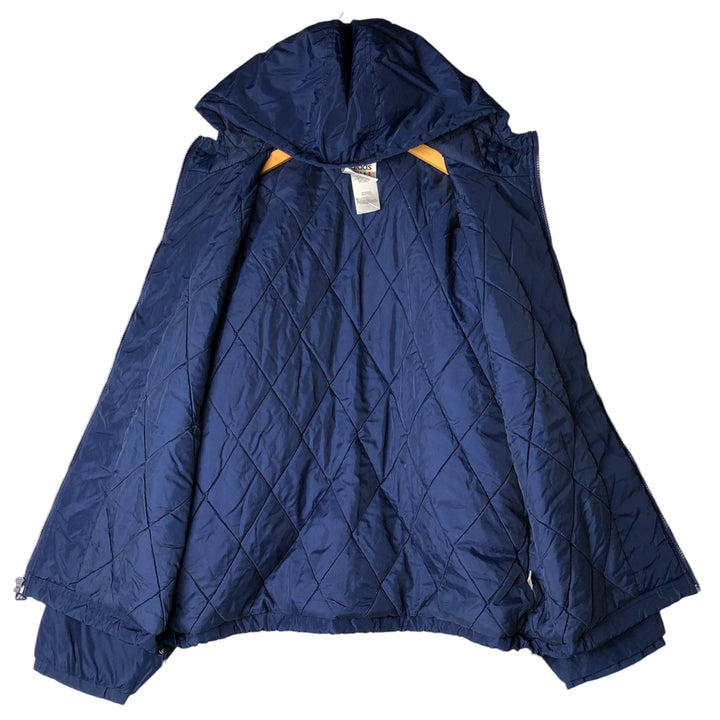 Vintage 90'S adidas padded hoodie/puffer jacket, size M, men's Nylon blue type Vintage Second Hand