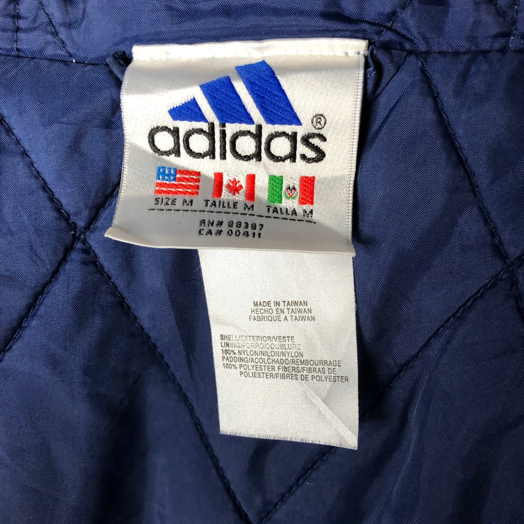 Vintage 90'S adidas padded hoodie/puffer jacket, size M, men's Nylon blue type Vintage Second Hand