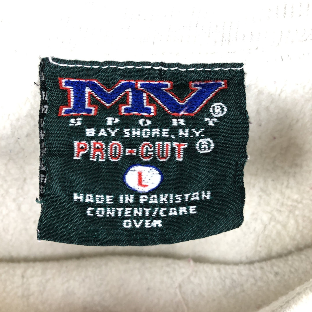 Vintage 90'S MV SPORT PRO-CUT college sweatshirt, size L, men's cotton gray type Vintage Second Hand