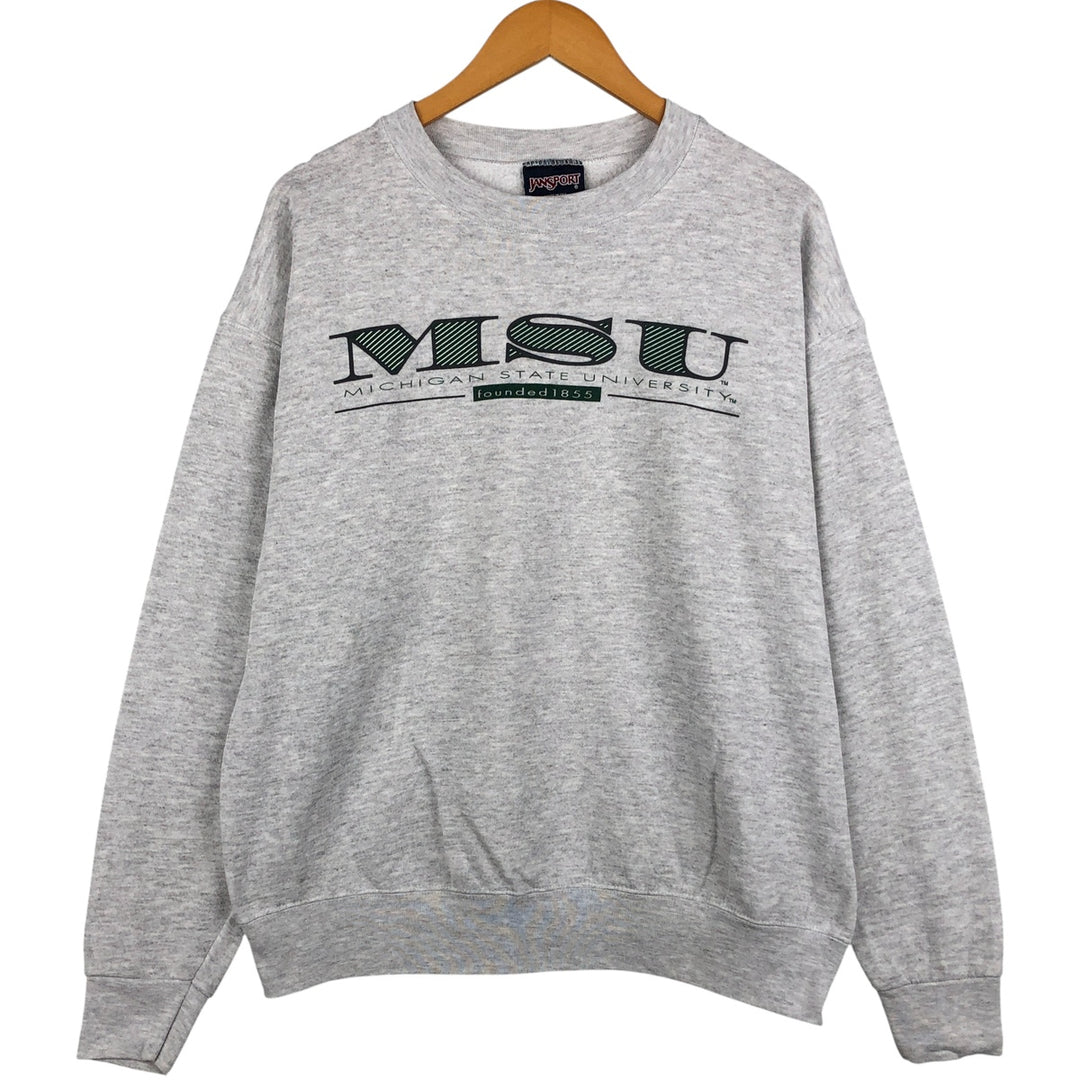 Vintage 90'S JanSport Michigan State University college sweatshirt, made in the USA, size L, men's cotton gray type Vintage Second Hand