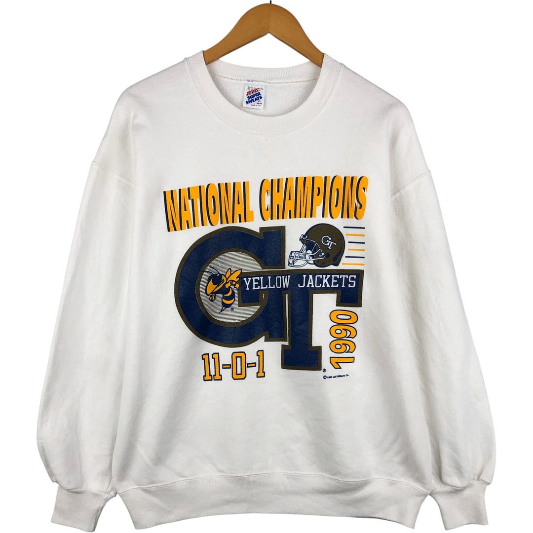 Vintage 90'S Jerseys Super Sweats College Character Sweatshirt, Made in USA, Men's Size XL cotton white type Vintage Second Hand