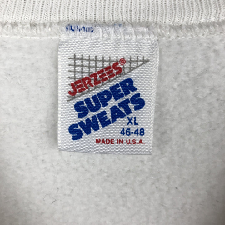 Vintage 90'S Jerseys Super Sweats College Character Sweatshirt, Made in USA, Men's Size XL cotton white type Vintage Second Hand