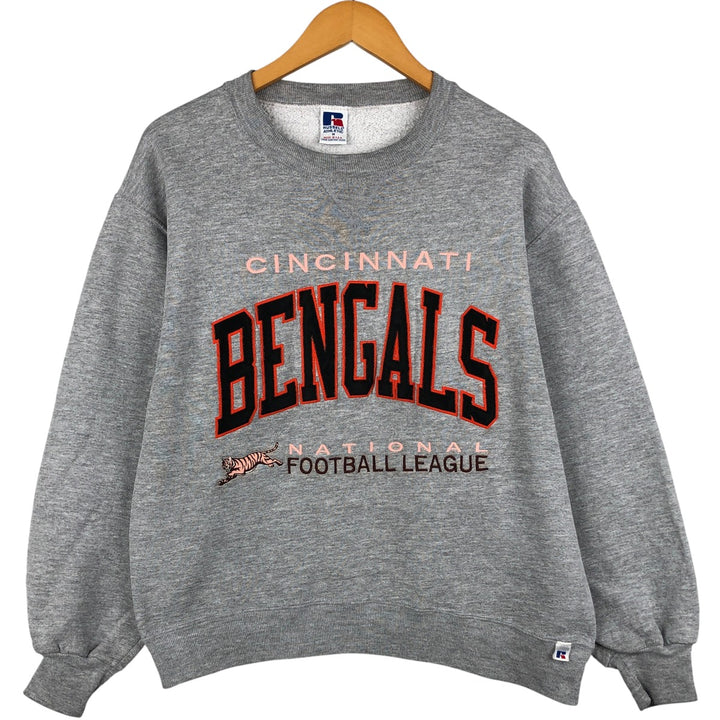 90'S Russell ATHLETIC NFL Cincinnati Bengals 3-Print Sweatshirt, Made in USA, Men's Size Medium cotton gray type Vintage Second Hand