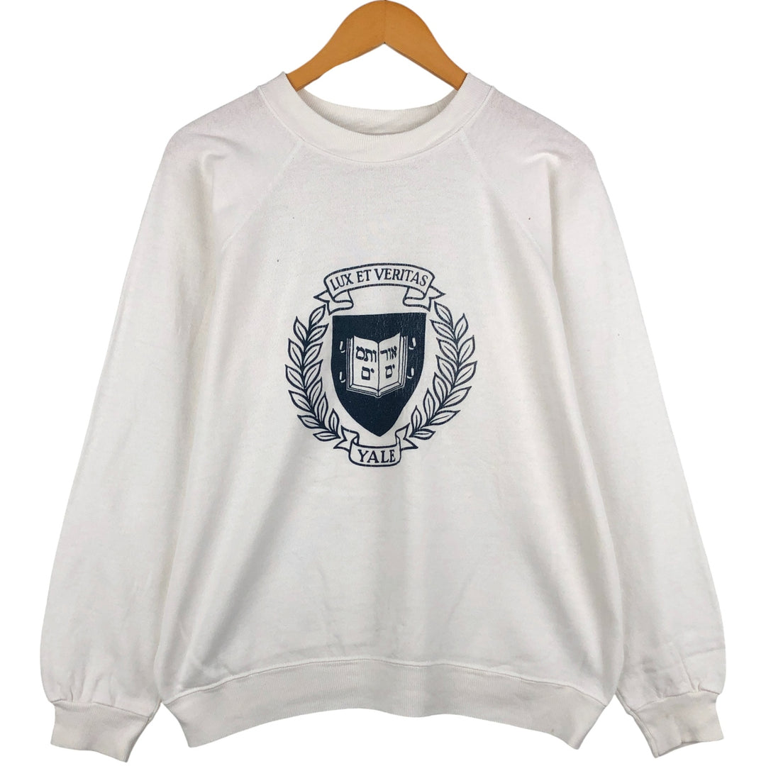 Vintage 1980'S Hanes blue tag YALE University college sweatshirt, made in the USA, size L, men's cotton white type Vintage Second Hand