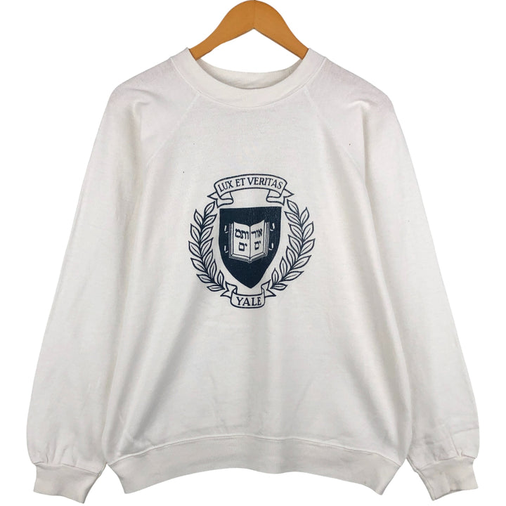 Vintage 1980'S Hanes blue tag YALE University college sweatshirt, made in the USA, size L, men's cotton white type Vintage Second Hand