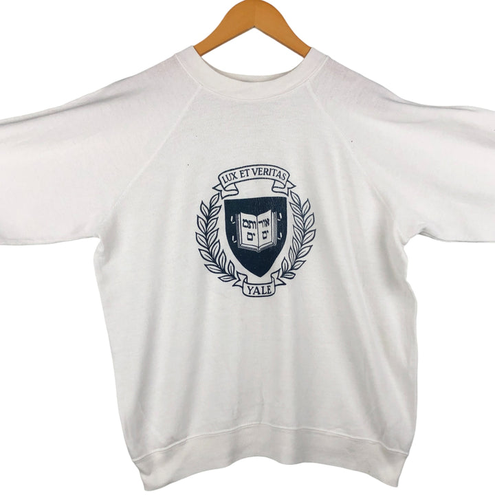 Vintage 1980'S Hanes blue tag YALE University college sweatshirt, made in the USA, size L, men's cotton white type Vintage Second Hand