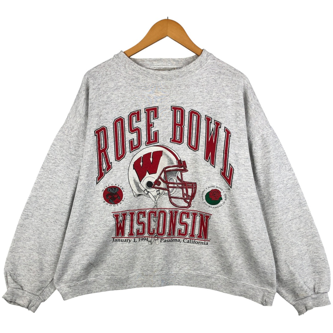 1990'S GALT SAND University of Wisconsin 1994 Rose Bowl College Sweatshirt, Made in USA, Men's Size L cotton gray type Vintage Second Hand