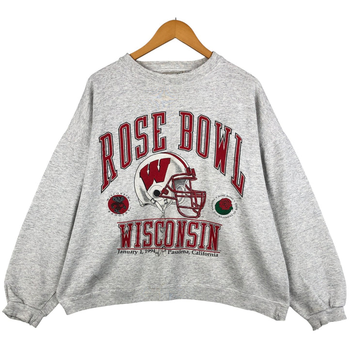 1990'S GALT SAND University of Wisconsin 1994 Rose Bowl College Sweatshirt, Made in USA, Men's Size L cotton gray type Vintage Second Hand