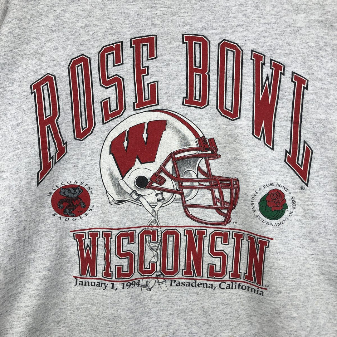 1990'S GALT SAND University of Wisconsin 1994 Rose Bowl College Sweatshirt, Made in USA, Men's Size L cotton gray type Vintage Second Hand