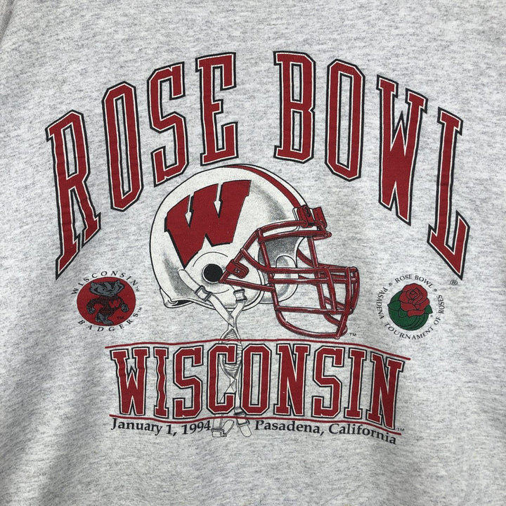 1990'S GALT SAND University of Wisconsin 1994 Rose Bowl College Sweatshirt, Made in USA, Men's Size L cotton gray type Vintage Second Hand