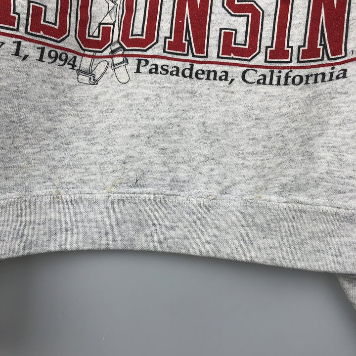1990'S GALT SAND University of Wisconsin 1994 Rose Bowl College Sweatshirt, Made in USA, Men's Size L cotton gray type Vintage Second Hand