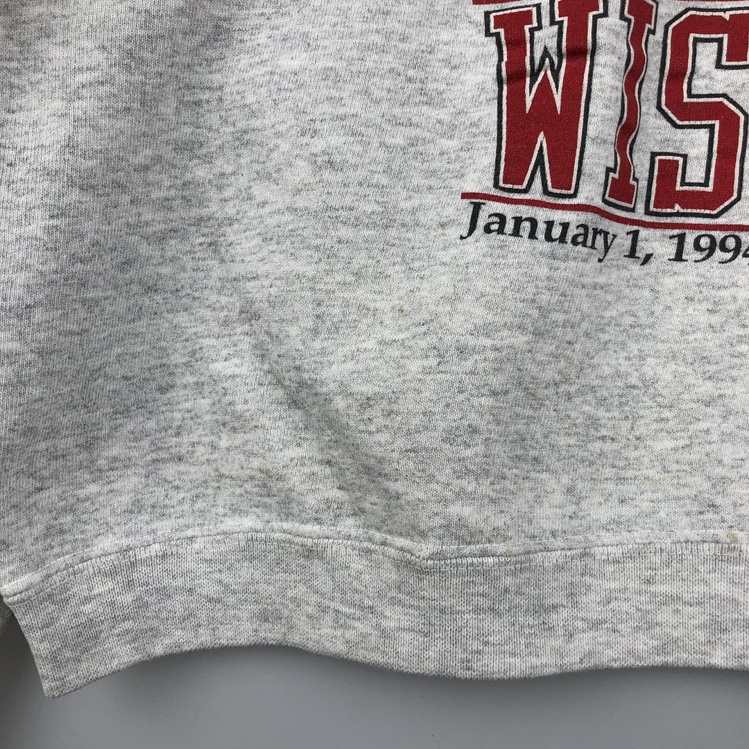 1990'S GALT SAND University of Wisconsin 1994 Rose Bowl College Sweatshirt, Made in USA, Men's Size L cotton gray type Vintage Second Hand