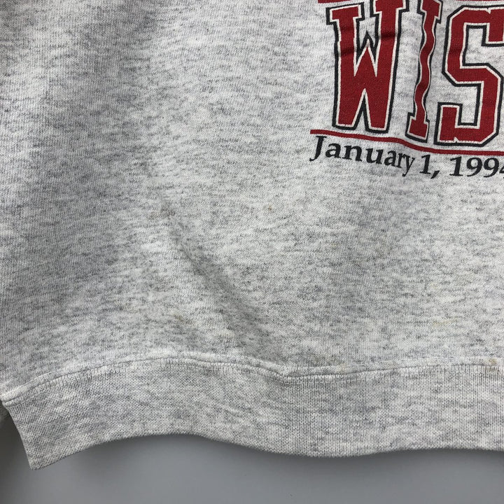 1990'S GALT SAND University of Wisconsin 1994 Rose Bowl College Sweatshirt, Made in USA, Men's Size L cotton gray type Vintage Second Hand